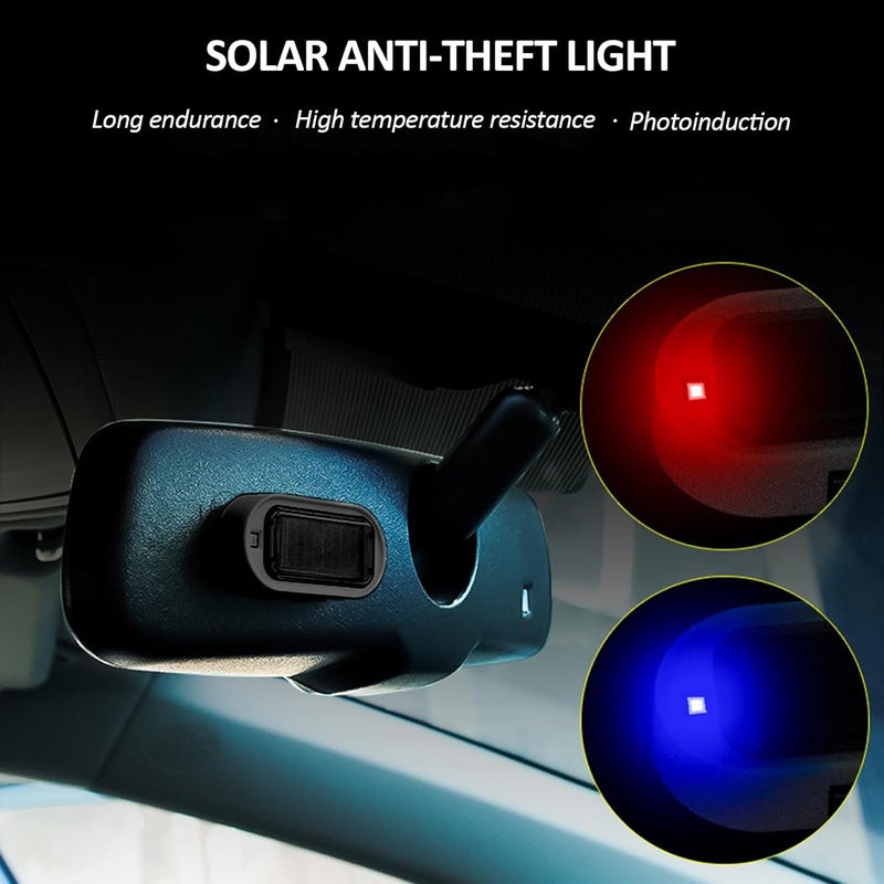 Shudyear Car Solar Power Simulated Dummy Alarm, Anti-Theft LED Flashing Security Light Fake Lamp, Automotive Warning Interior Safety Lights with USB Charger Port,Car Alarm Light Fake Lamp (Blue) - Image 4